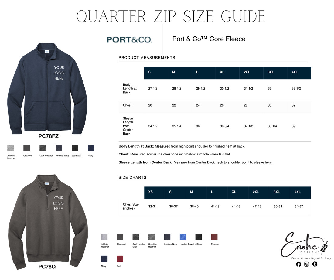 Left Chest Embroidered Quarter Zip-No Setup Fee
