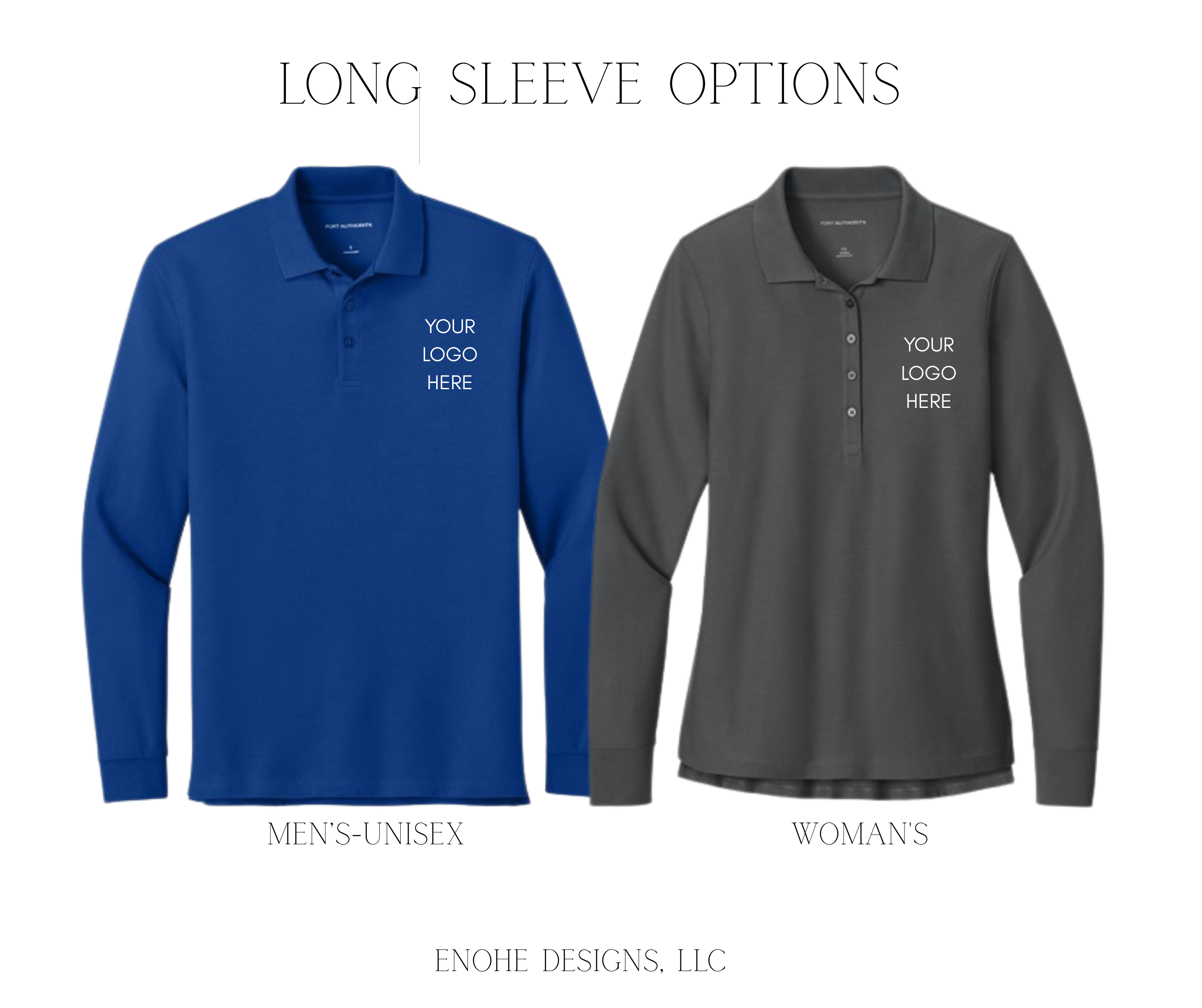 Left Chest Embroidered Long Sleeve Polo- No Setup Fee