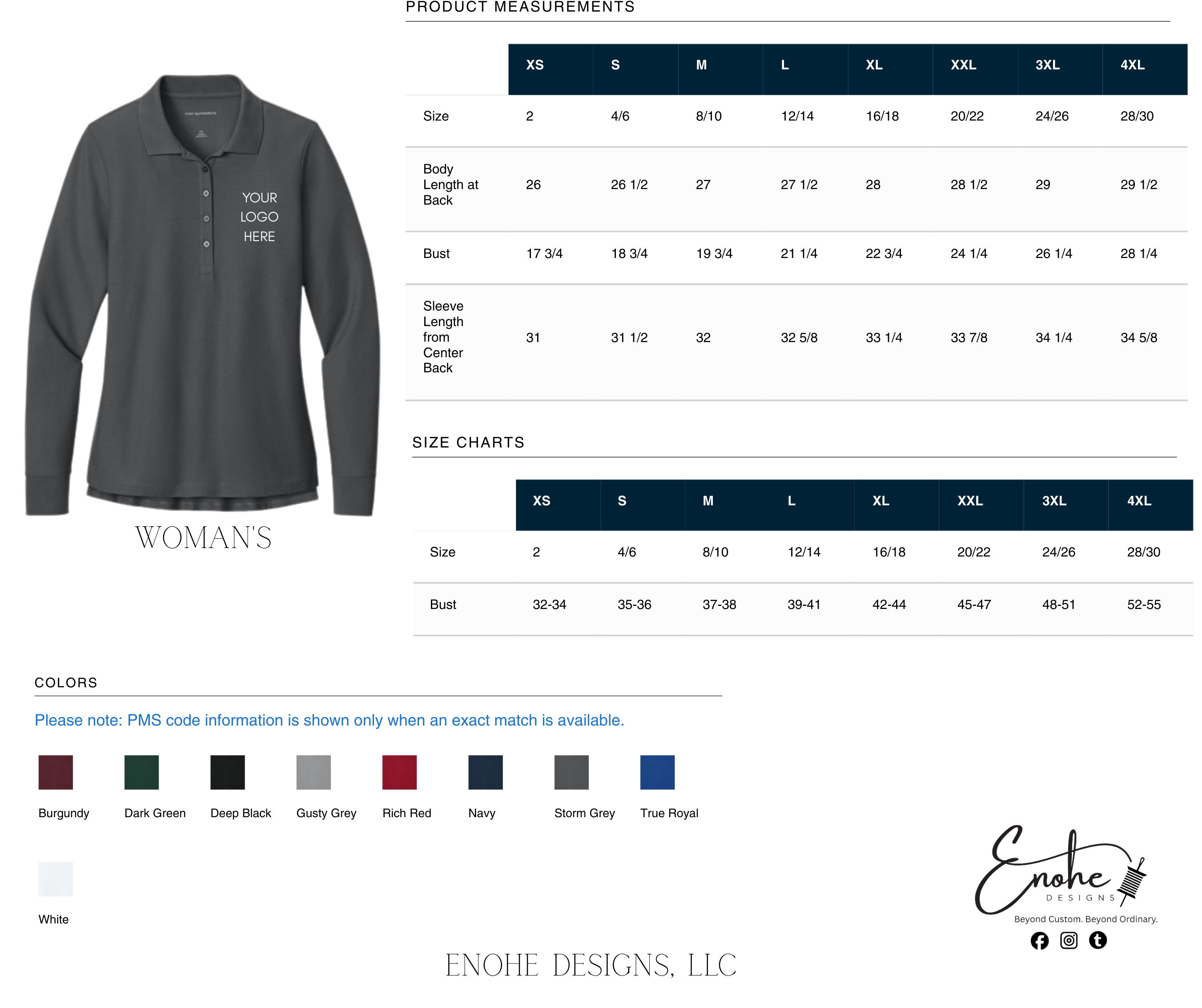 Left Chest Embroidered Long Sleeve Polo- No Setup Fee
